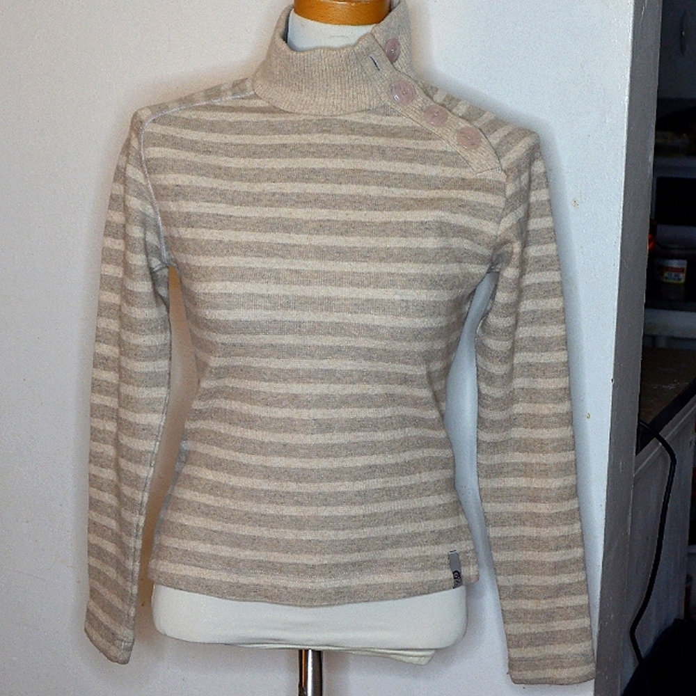 Xs) Mountain Hardwear Striped Mock Neck  Wool Blend Sweater